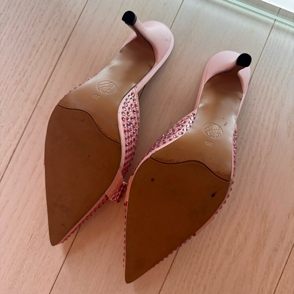 Darlin Pink Bow Diamanté Women's Heel Mules - Picture 7 of 7